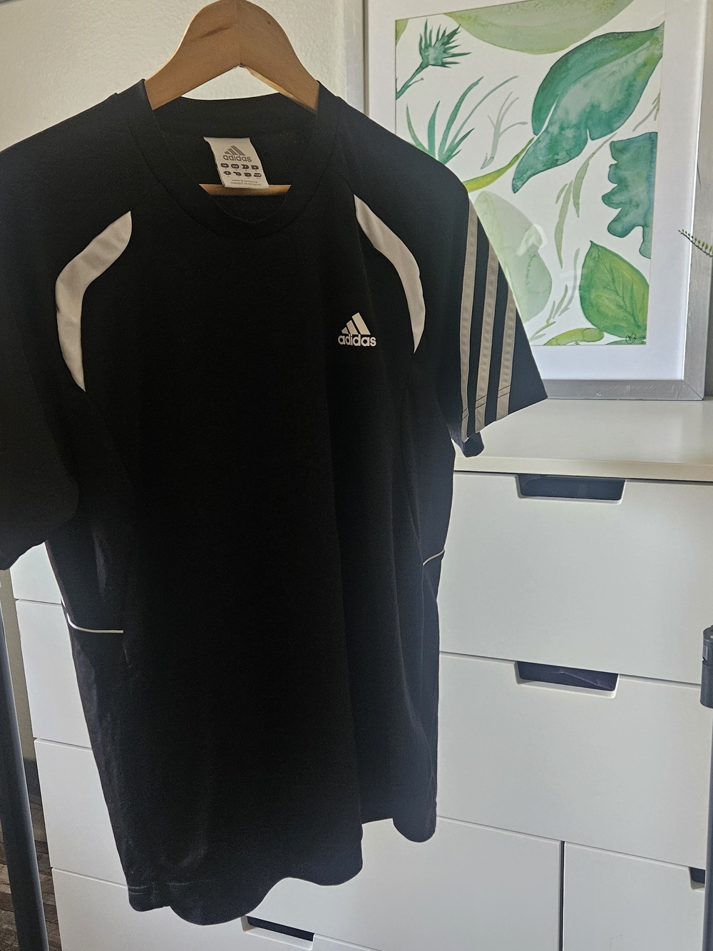 adidas Black Short Sleeve Athletic Polo with White Accents